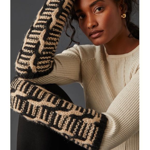 Anthropologie RARE Long Fingerless Gloves / Cable-Knit Sleeves - Picture 10 of 16